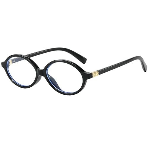 Onrtry Retro Oval Glasses for Women Men Fake Nerd Glasses Round Non-prescription Computer Eyeglasses(Black) | Amazon (US)