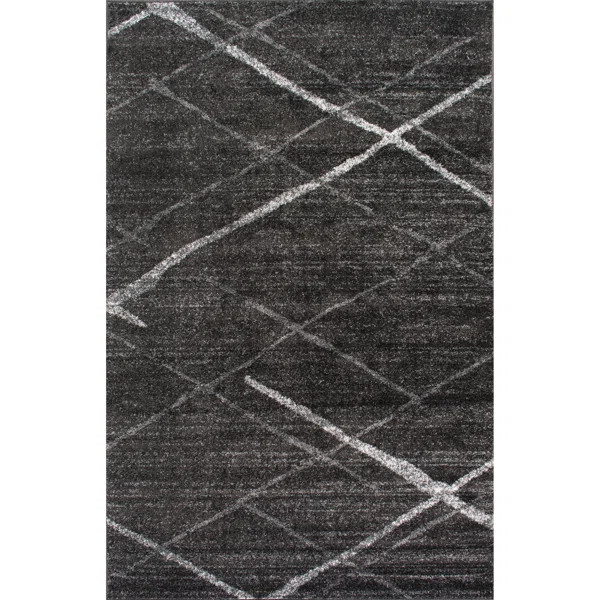 Amiia Abstract Power Loom Performance Dark Gray Rug | Wayfair North America