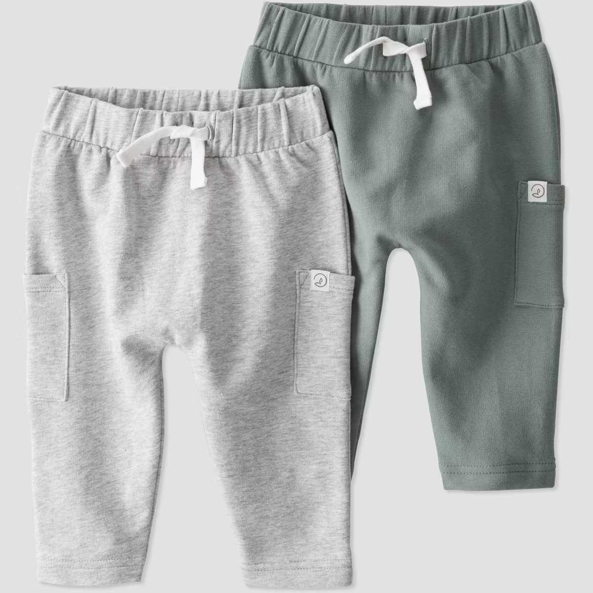 little Planet By Carter's Baby 2pk Spring Moss Pants - Gray/Green Newborn | Target