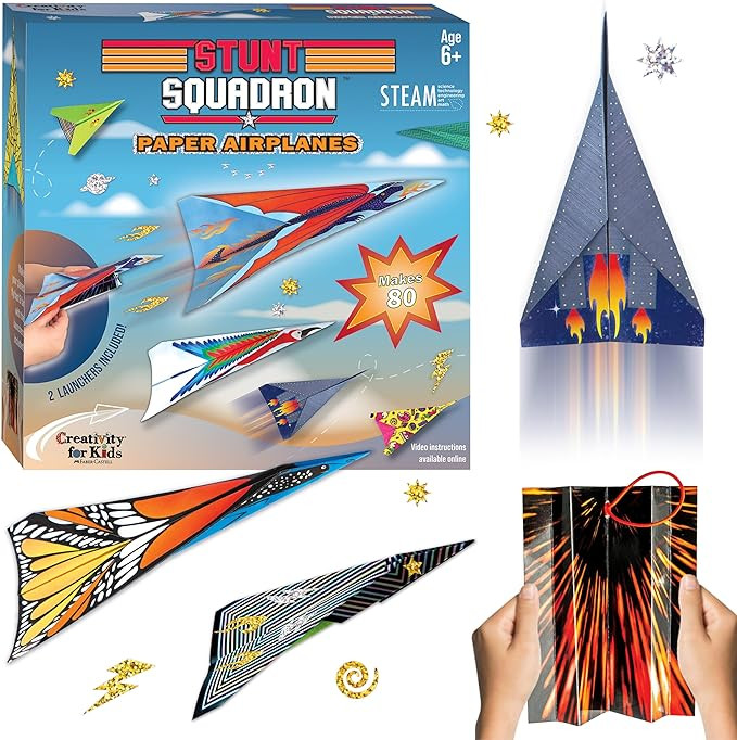 Creativity for Kids Stunt Squadron Fold & Launch Paper Airplanes: Create 80 Paper Airplanes, STEM... | Amazon (US)
