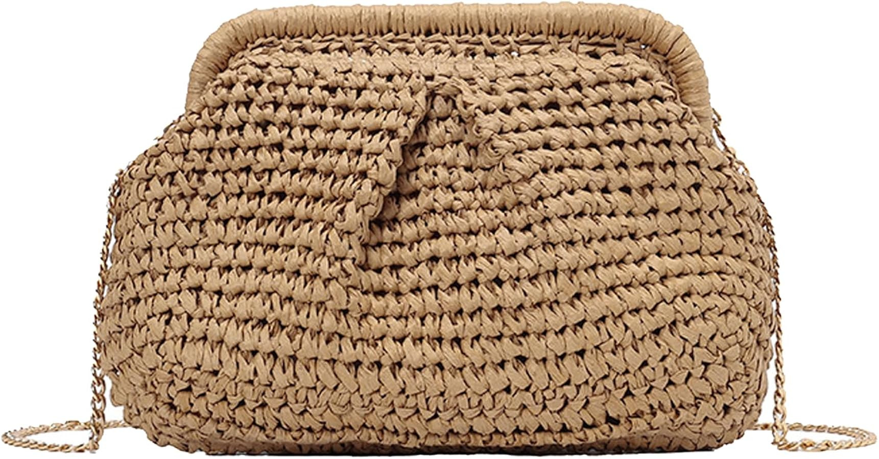 Stroh Clutch Damen, Korbtasche, Strohtaschen Damen Sommer, Geflochtene Tasche, Abnehmbarer Schult... | Amazon (DE)