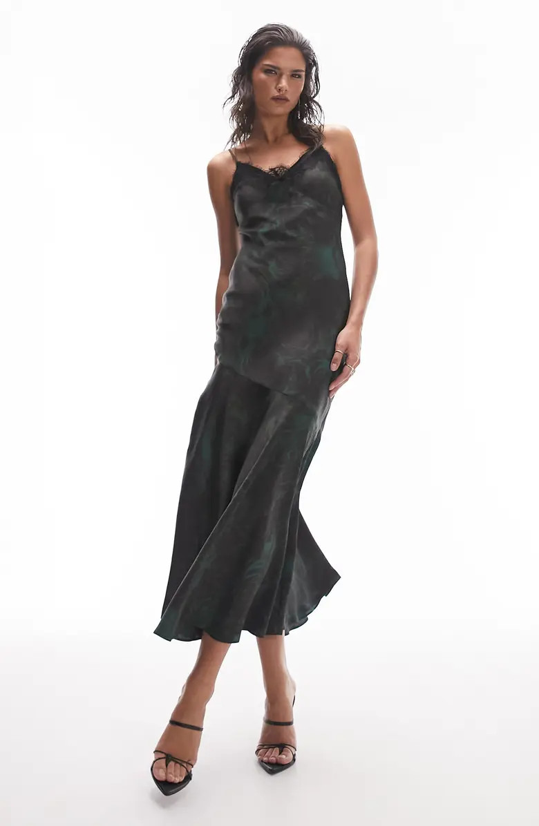 Floral Lace Trim Satin Slipdress | Nordstrom