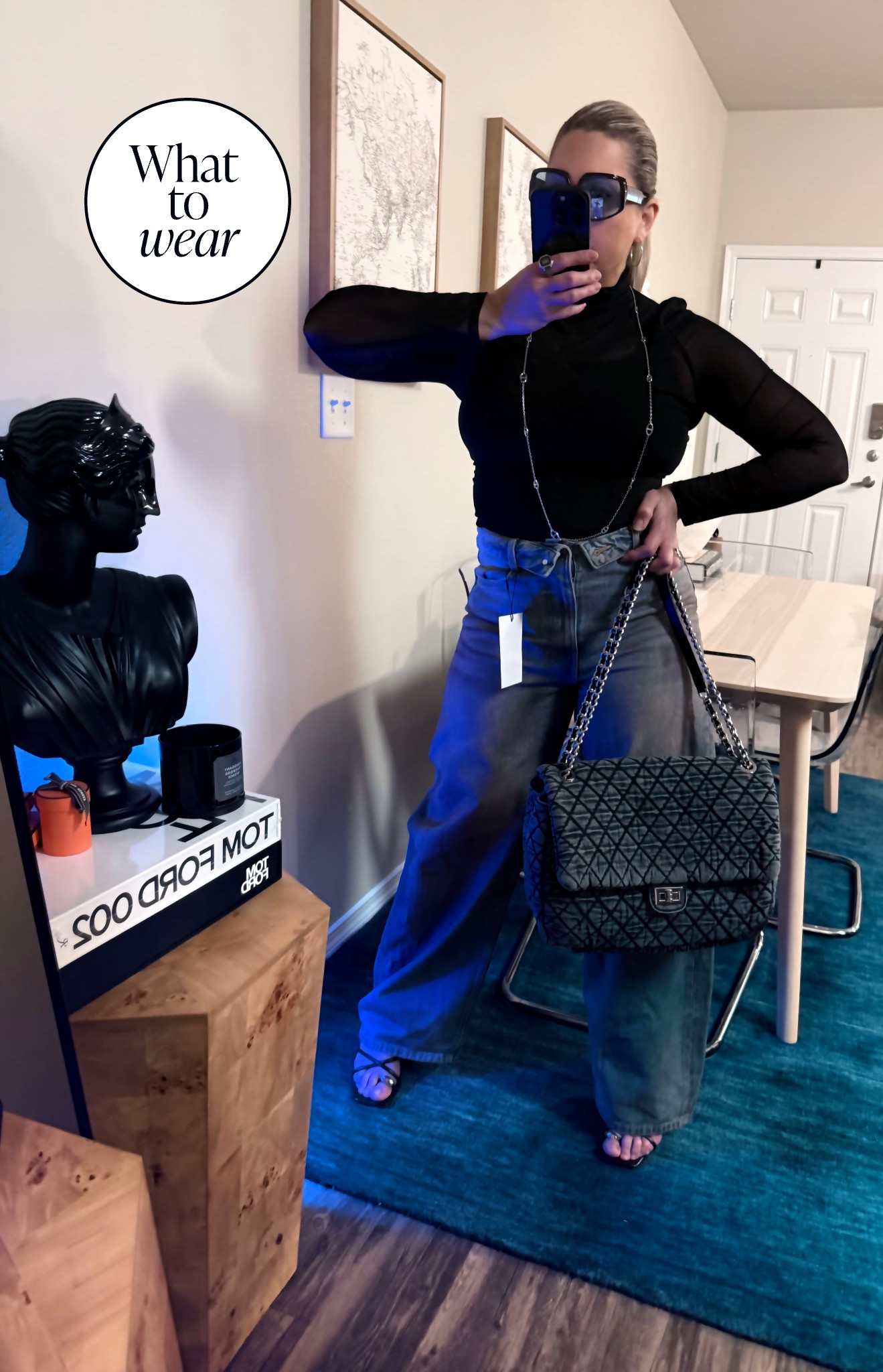 Zara denim in a new color way. Painters pants is how I call them. Pretty dope. The bag is my latest obsession at the incredible price of $59! #chanelbag #chaneldupe #chaneldenimbag #chanelflap #hermesdupe #hermeschain #hermesjewelry #dupes #amazonfind #amazon #express #zara 

#LTKgrwm #LTKootd #LTKdayinmylife