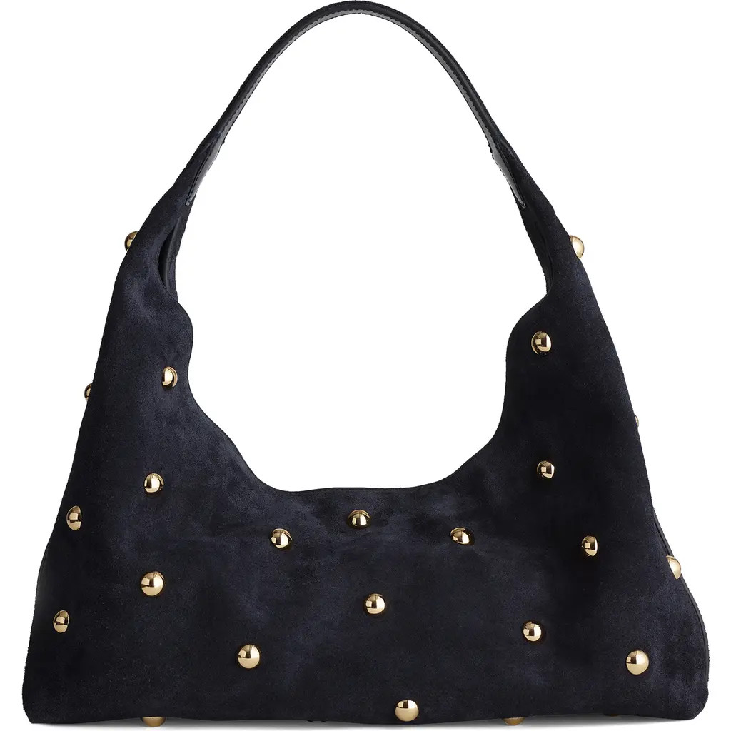 Madewell The Mylie Studded Suede Shoulder Bag in Juniper Berry at Nordstrom | Nordstrom