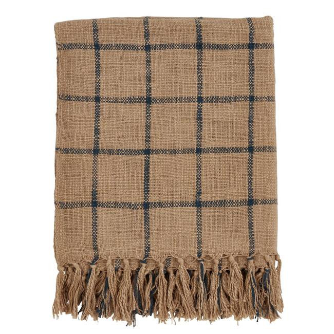 SARO TH441.N5060 Cotton Throw Blanket with Checkered Design  Natural | Walmart (US)