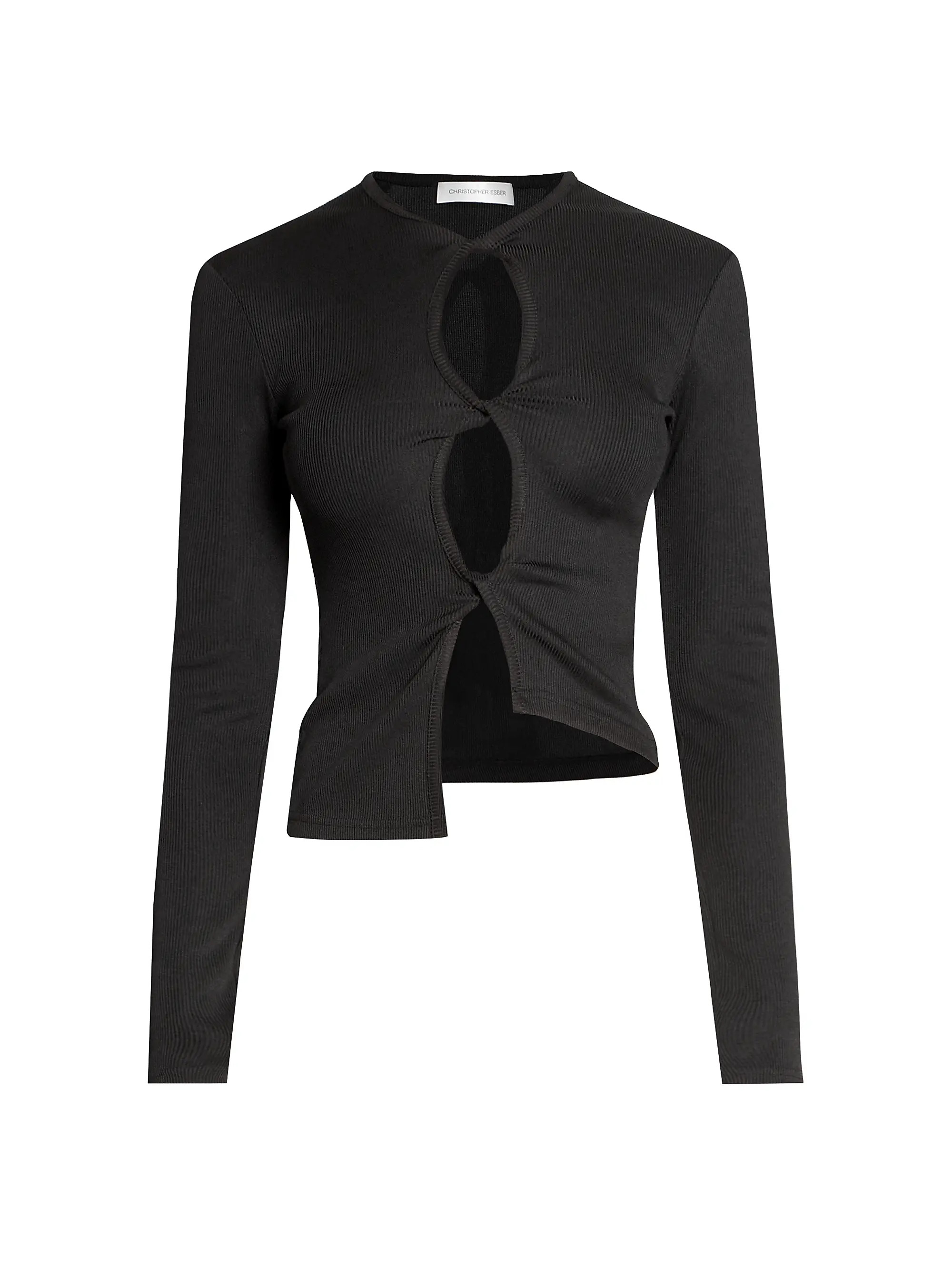 Open Twist Long-Sleeve Blouse | Saks Fifth Avenue