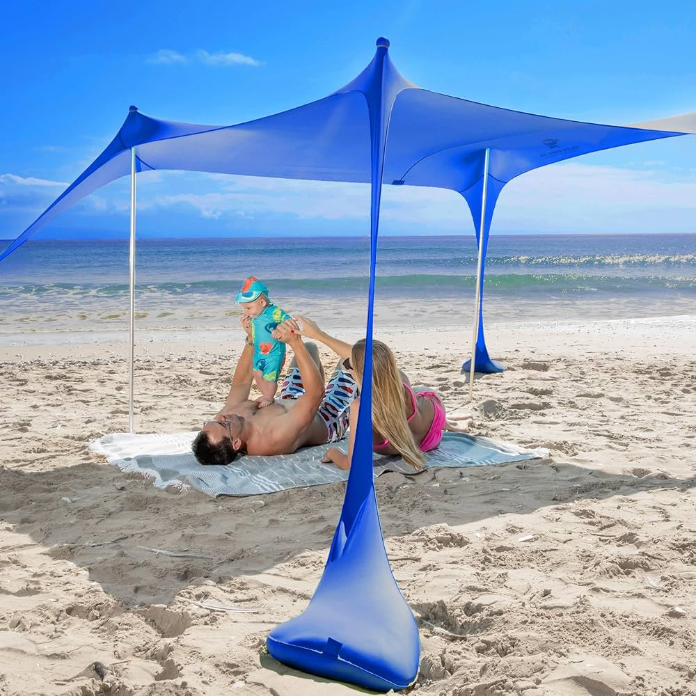 SUN NINJA Beach Tent Sun Shelter UPF50+ - Easy Pop Up Beach Canopy - Outdoor Shade for Camping Tr... | Amazon (US)
