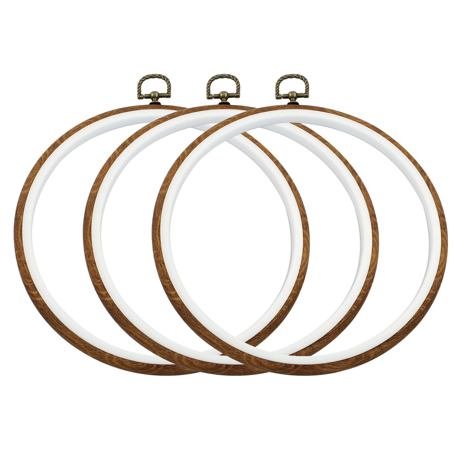 Waziaqoc 8 Inch Embroidery Hoop Frame Set, Round Circle Imitated Wood Display Frame, Cross Stitch... | Amazon (US)