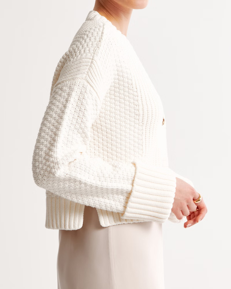 Cotton Seed Stitch Cardigan | Abercrombie & Fitch (US)
