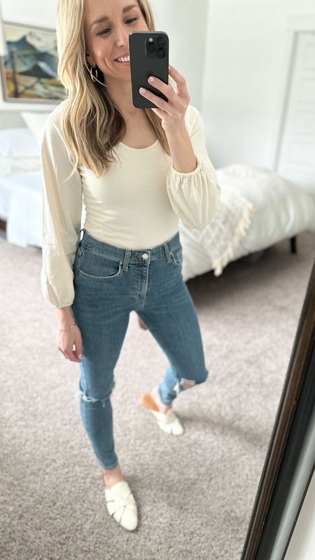 The perfect Walmart bodysuit.

Classic and stretchy skinny jeans.

Walmart mules that will be perfect for the spring!

Top: TTS
Jeans:  TTS
Mules: TTS - or you can size down one size depending on how you like them to fit. 

#LTKunder50 #LTKfit #LTKFind