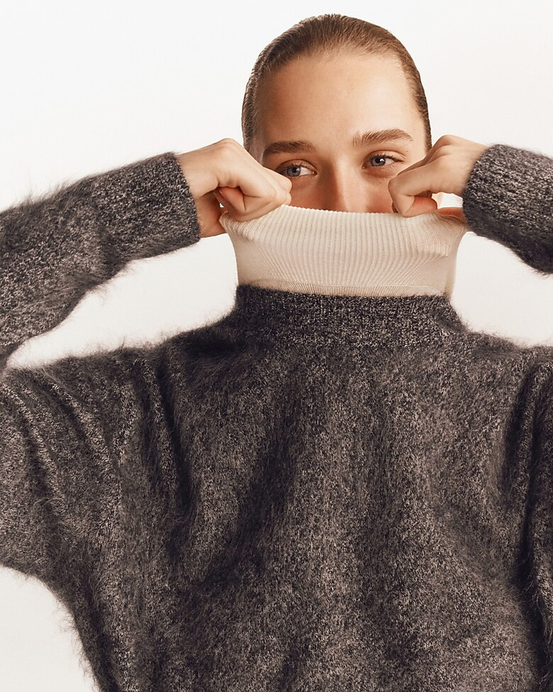 Brushed cashmere marled relaxed crewneck sweater | J. Crew US