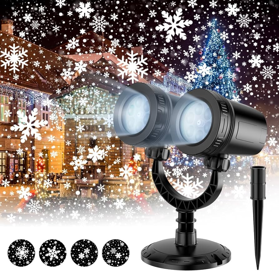 Christmas Snowflake Projector Lights Outdoor,Double Head Snowfall Led Lights Waterproof,Landscape... | Amazon (US)