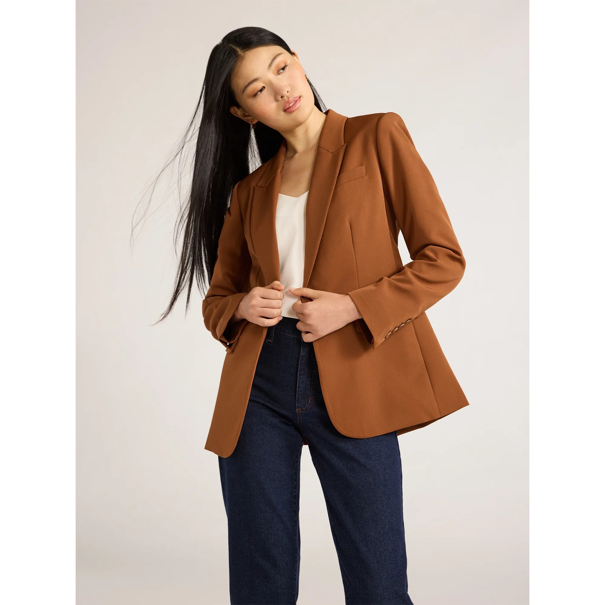 Scoop Women's Ultimate One Button Crepe Suit Blazer, Sizes XS-XXL | Walmart (US)
