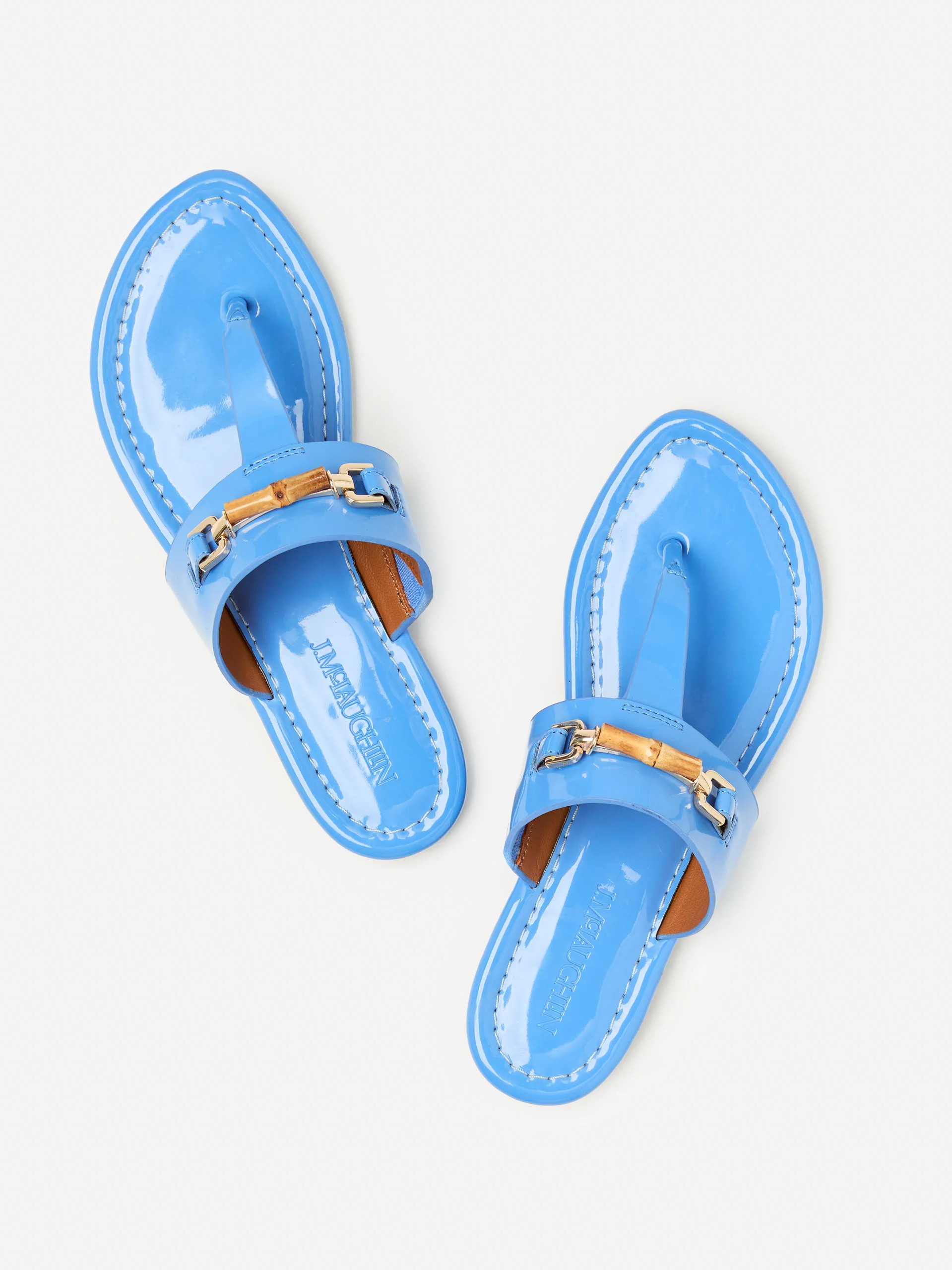Marina Blue Solid Nora Patent Leather Sandals | Women's Shoes  | J.McLaughlin | J.McLaughlin