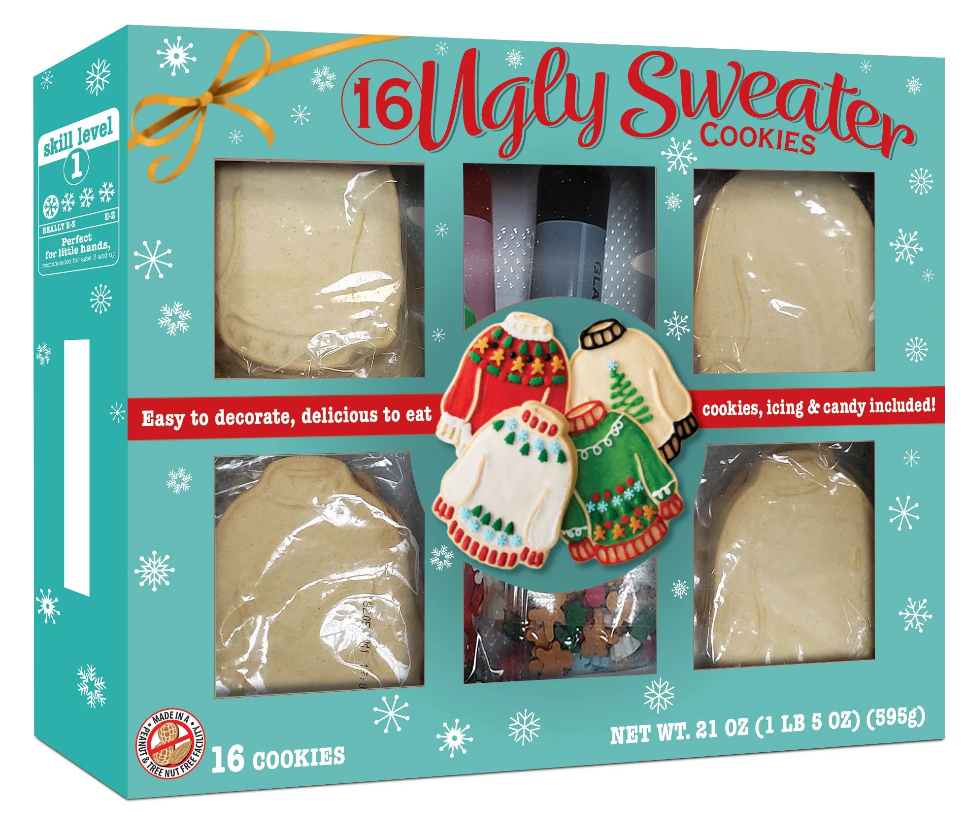 Create a Treat Ugly Sweater Vanilla Cookie Kit, 36.6 oz, 16 Count | Walmart (US)