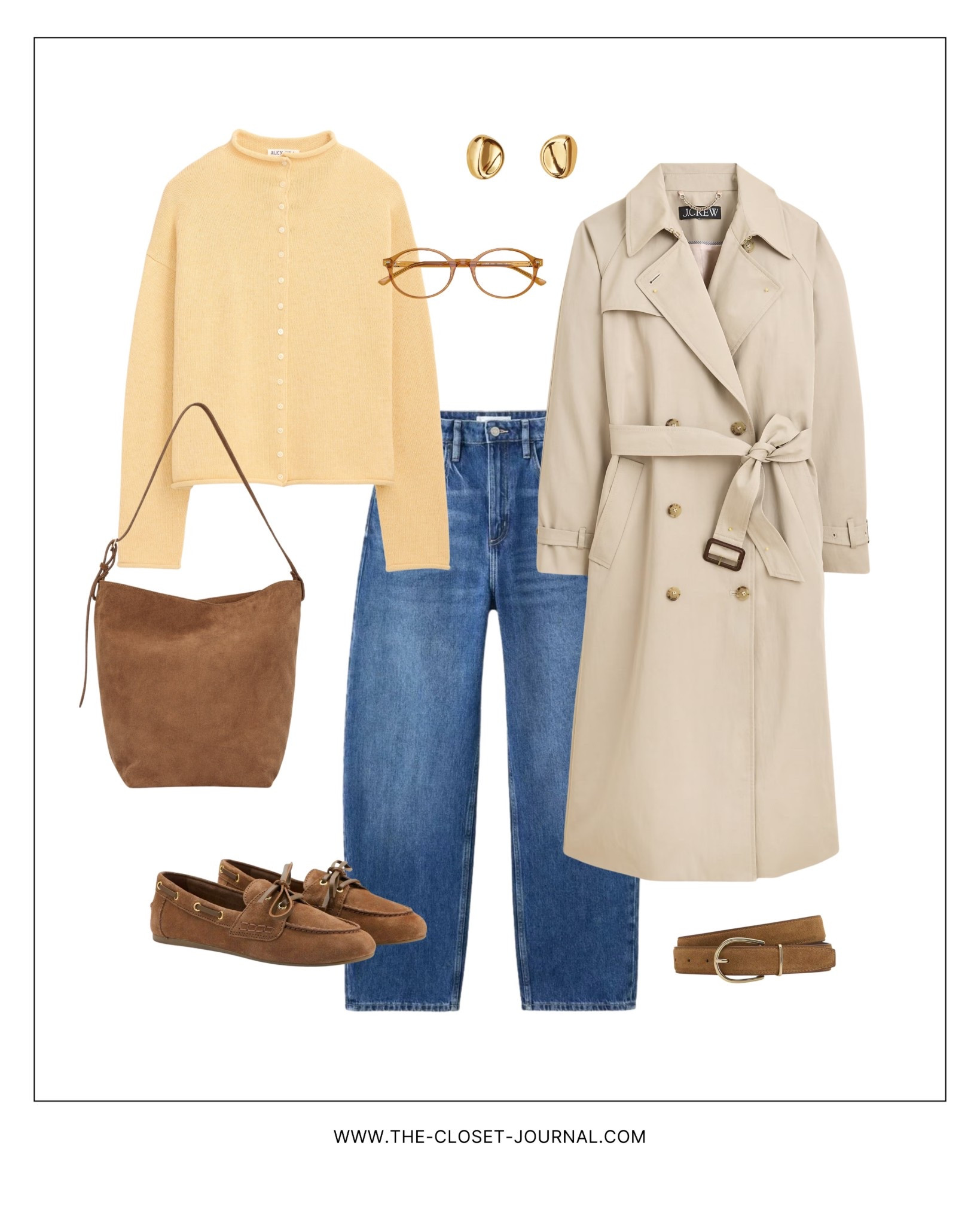 Spring look / Spring trench / Yellow sweater 
