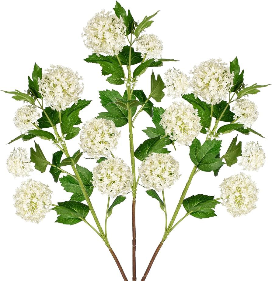 DILATATA Faux Hydrangea Flowers 31" Cream Artificial Hydrangea Spray with 5 Flower Heads, 3 Per B... | Amazon (US)