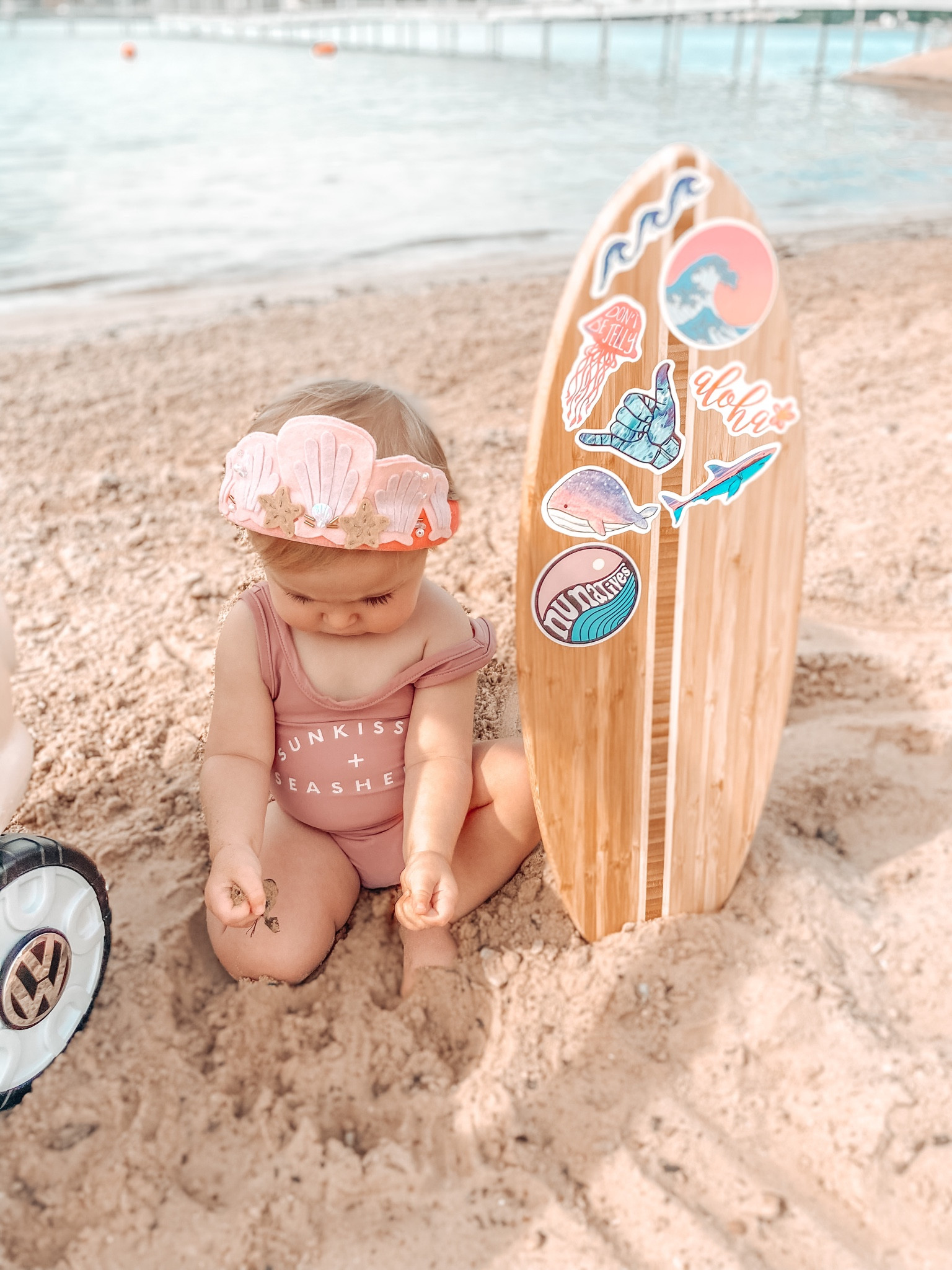Mini wooden surfboard. Baby photos ideas. Summer photos idea. Baby surfboard. Photo prop. First birthday theme (the big ONE) 🌊

#surfboard #surftheme #thebigone #borthdaytheme #babyphotos #babyphotoidea #photoprop #prayforsurf #surfing #minisurfboard #surf 

#LTKSeasonal #LTKbaby #LTKFind