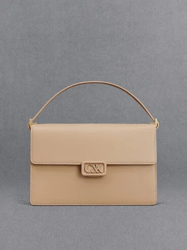 Leather Shoulder Bag
    
         - Nude | Charles & Keith US