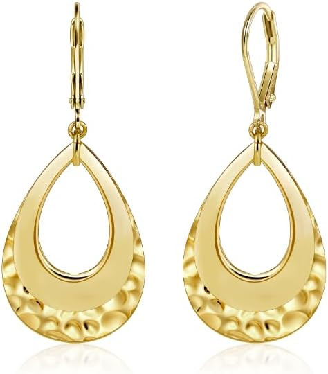 925 Sterling Silver Teardrop Dangle Earrings for Women Hammered Layer Drop Dangle Earrings Jewelr... | Amazon (US)