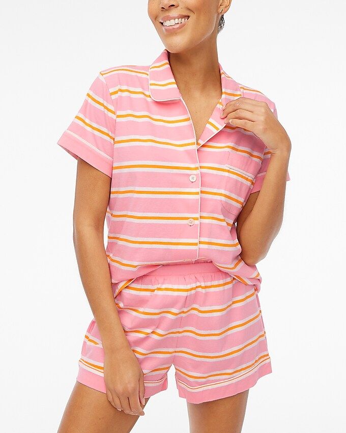 Striped short-sleeve knit pajama set | J.Crew Factory