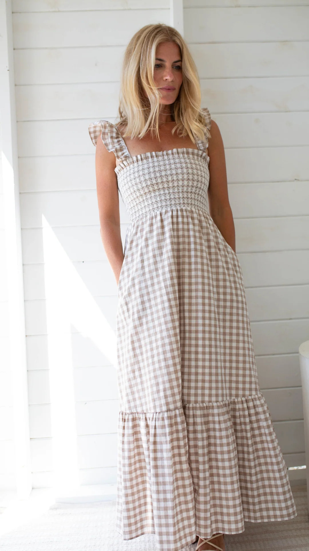 Sasco Dress - Dune Gingham | Marea
