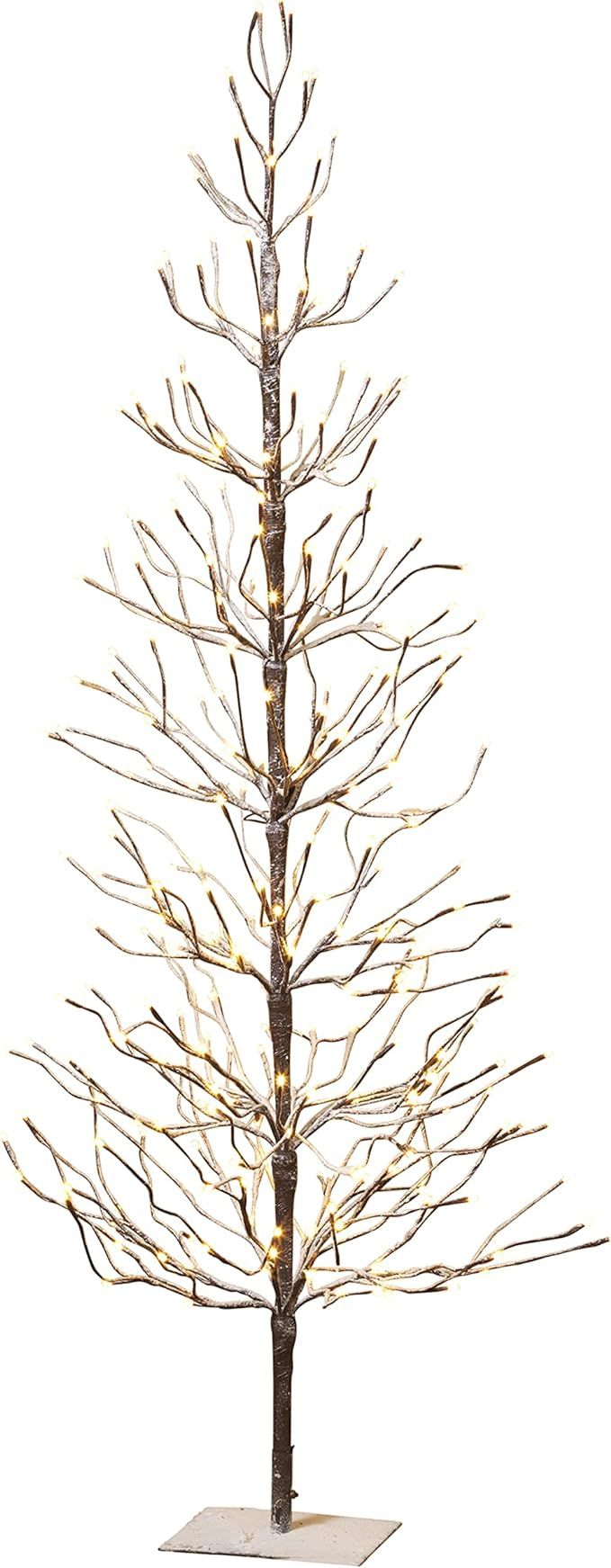 6 ft. Tall Snowy Brown Pre Lit Tree with Warm White LEDs | Amazon (US)
