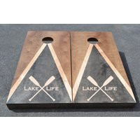 Lake House Full Size Stained Cornhole Boards Set with Bags/Anchor/Lawn Games/Corn Toss/Wedding/Non Painted/Personalized/Logo/Nautical | Etsy (US)