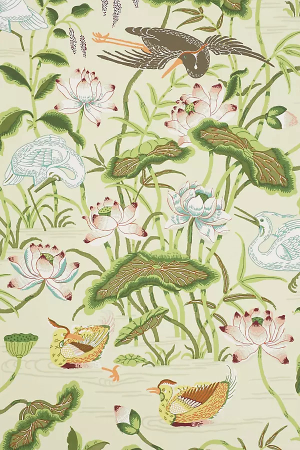Schumacher Lotus Garden Wallpaper | Anthropologie (US)