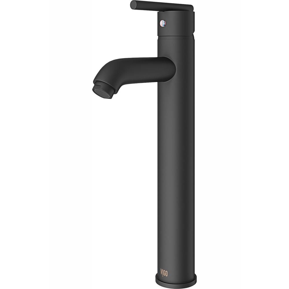 Single Hole Single-Handle Vessel Bathroom Faucet in Matte Black | The Home Depot