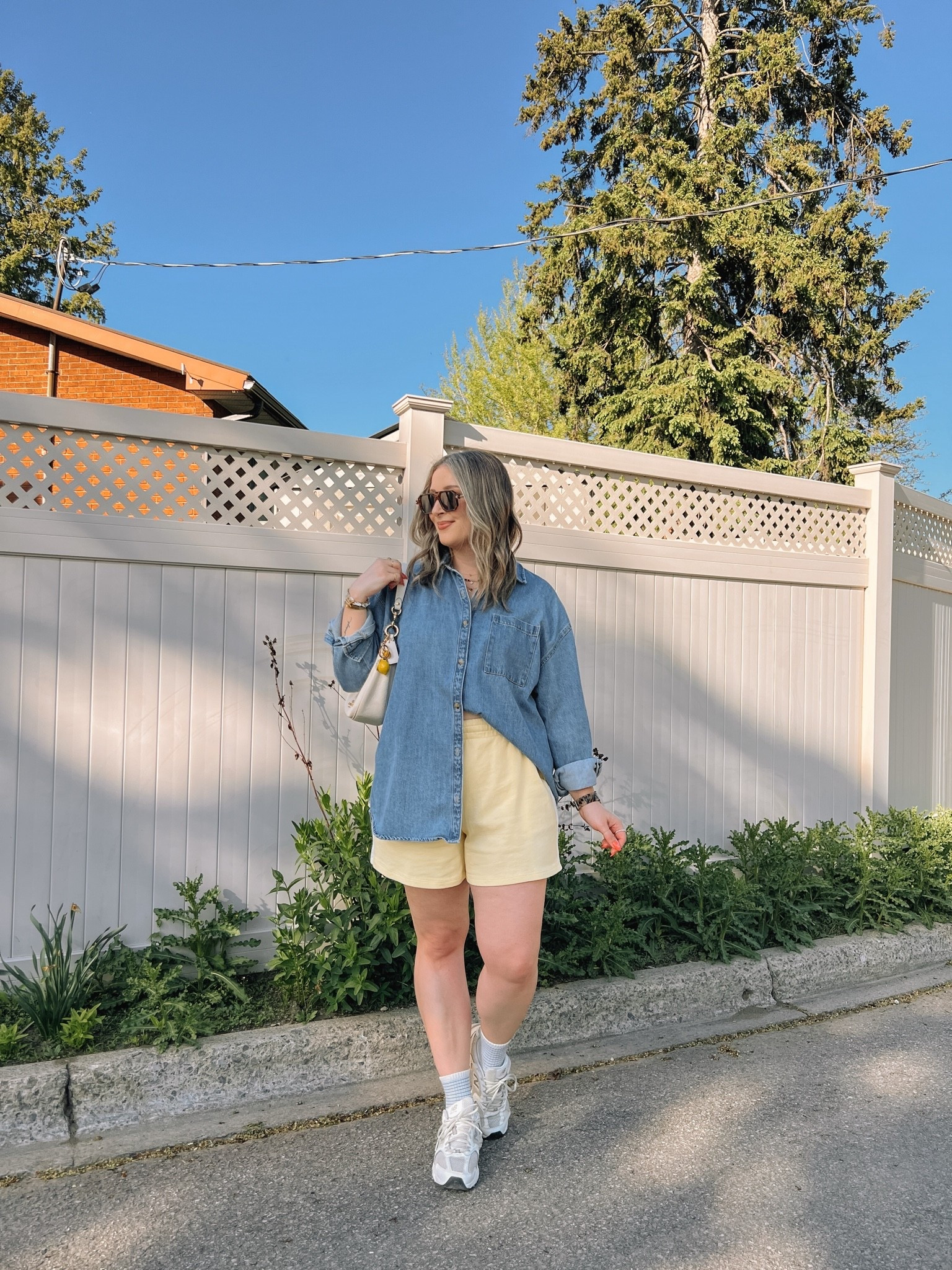 Comfy casual spring to summer outfit! Wearing my usual size L in both the denim shirt and butter yellow shorts. Canadian Old Navy links are under “similar products”. New Balance sneakers are so comfy for walking but run a little big, I’m a 9.5-10 and wear a 9.

#LTKsummer #LTKsale #LTKmidsize