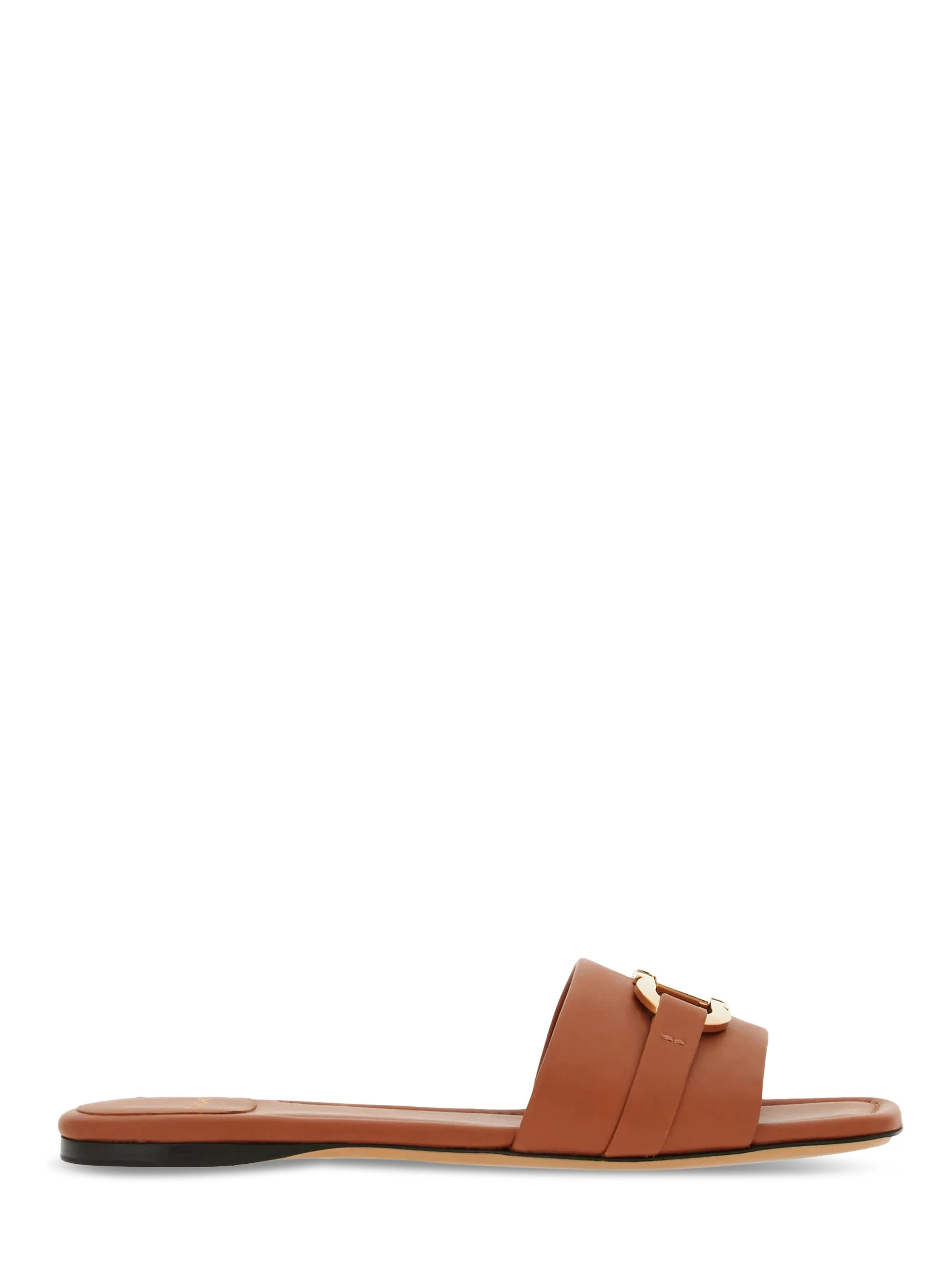 Flat Sandals with Polished Gold-Tone Buckle Detail | Shop Simon
