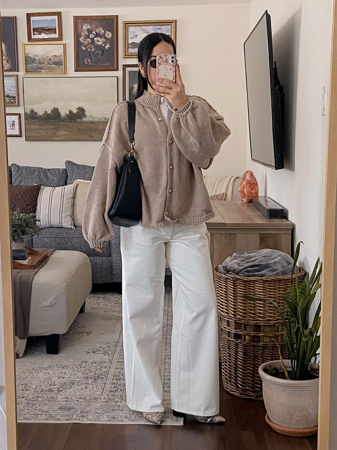 outfit of the day ✨ casual chic outfit, neutral outfit ideas, everyday chic outfit, jeans and tank outfit, white tank top outfit, knit cardigan outfit, elevated casual style, minimalist outfit inspo, effortless chic outfit, timeless everyday outfit, jeans outfit women, white tank styling, knit cardigan layering, black belt outfit, pointed toe pumps outfit, classic wardrobe staples, neutral color outfit, polished casual look, simple outfit styling, coach shoulder bag outfit, coach bag styling, designer shoulder bag look, chic everyday bag, structured shoulder bag, classic accessories outfit, neutral bag outfit, pinterest inspired outfit, clean girl aesthetic, parisian casual style, understated elegance outfit, modern minimalist fashion, chic neutral aesthetic, effortless style vibes  

 #LTKdayinmylife #LTKgrwm #LTKootd