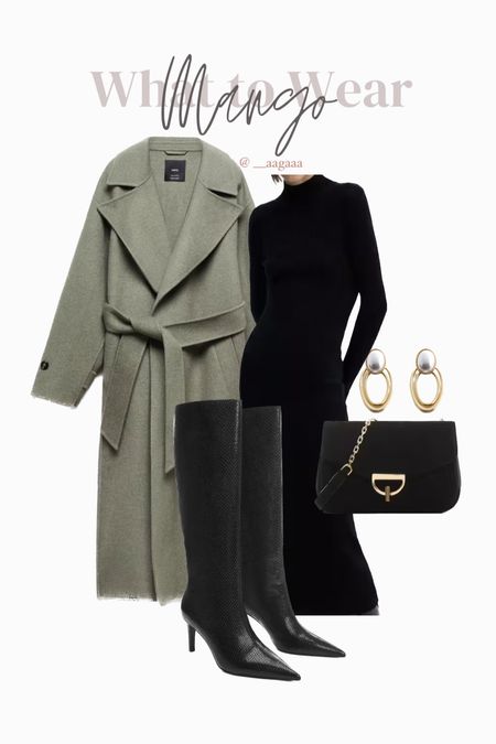 What to wear to work from mango ☕️ a long sleeve sweater dress with knee-high boots and a cute belt coat ✨ office outfit, workwear, sweater dress

#LTKworkwear #LTKfindsunder100 #LTKfindsunder50