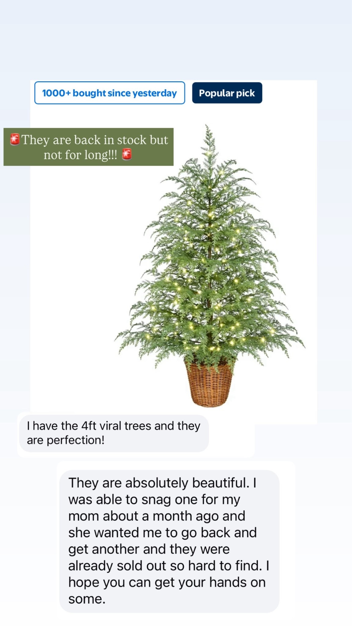 My Texas House 4’ tree 
Viral Walmart tree 
Christmas tree 

#LTKSeasonal #LTKFindsUnder50 #LTKHome