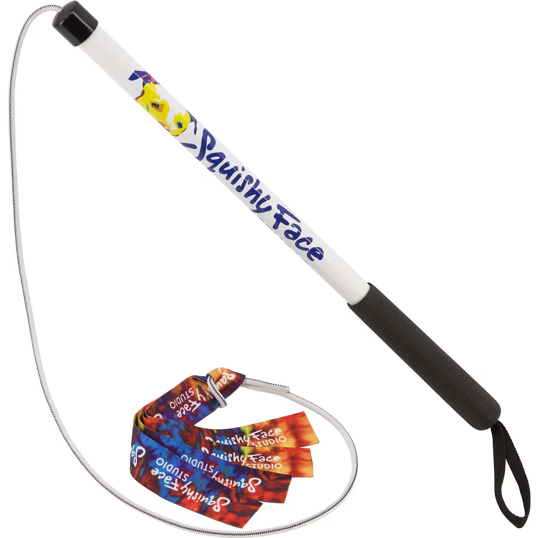 Squishy Face Studio Flirt Pole V2 with Lure Dog Toy, Rainbow Tie Dye, Junior | Chewy