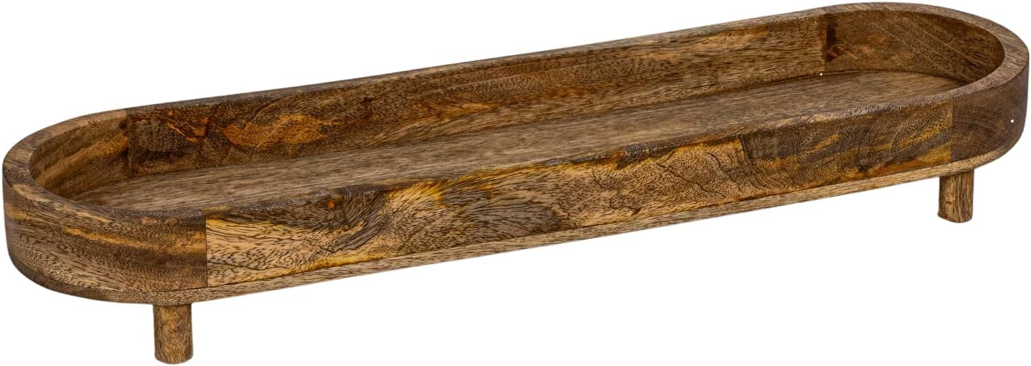 Creative Co-Op Mango Wood Footed Tray for Storage and Serving, Natural | Amazon (US)