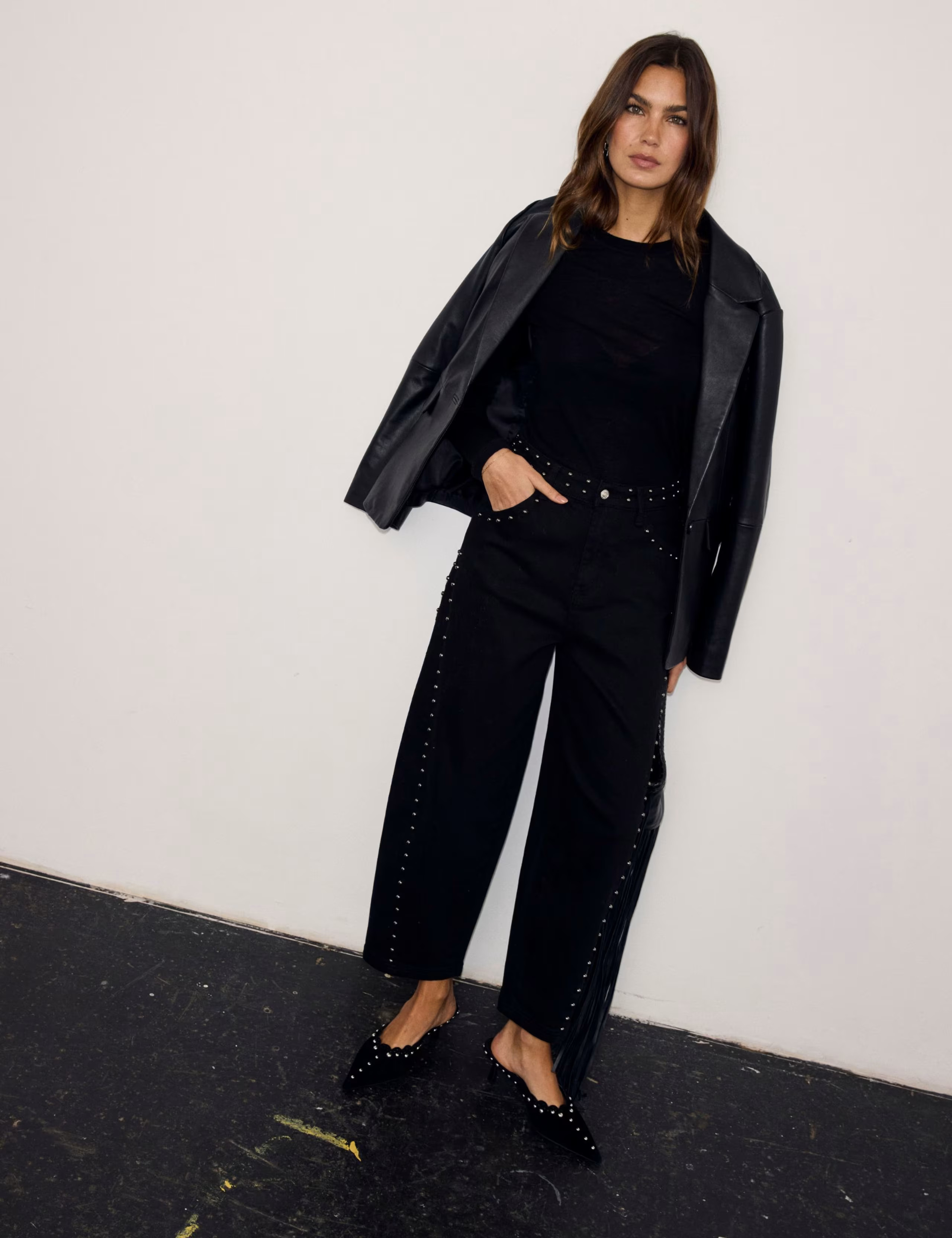 Mid Rise Stud Detail Barrel Leg Jeans | Marks & Spencer (UK)