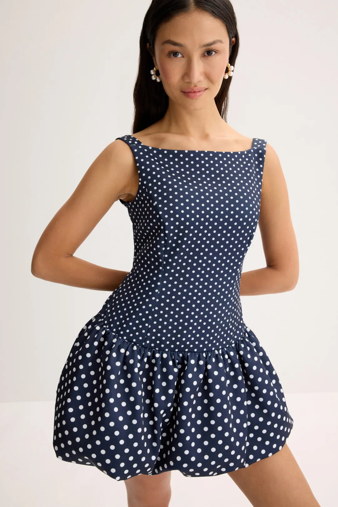 Boat neck Drop Waist Mini Dress | Rent the Runway