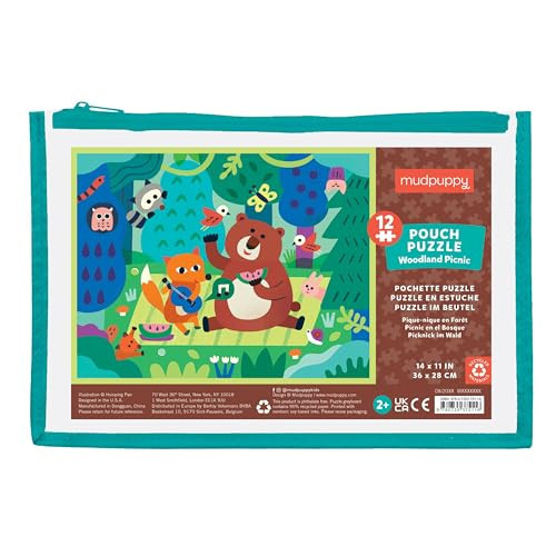 Mudpuppy Woodland Picnic – 12 Piece Puzzle with Reusable Zipper Pouch Featuring Colorful and Fun Illustrations of Forest Animals Perfect for Easy Storage and Travel | Amazon (US)