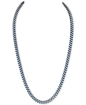 Fox Chain Necklace in Stainless Steel and Blue Ion-Plate, Created for Macy's | Macy's