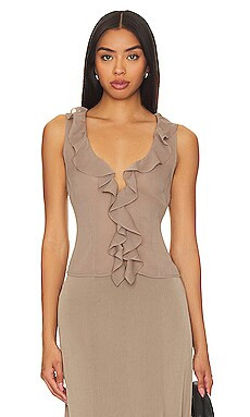 LIONESS Rose Ruffle Top in Ash from Revolve.com | Revolve Clothing (Global)