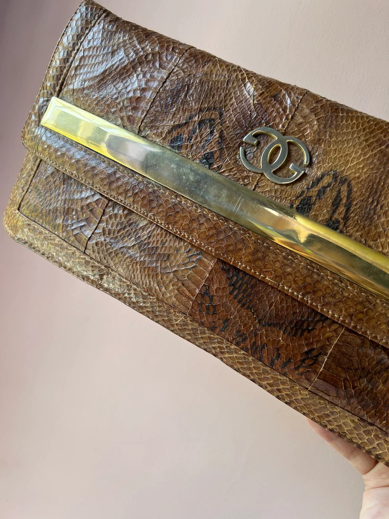 Early Gucci GG Snakeskin Clutch - Etsy | Etsy (US)