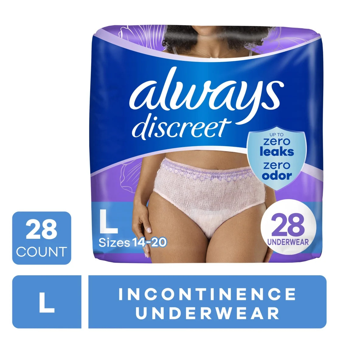 Always Discreet Adult Incontinence Underwear for Women & Postpartum Underwear, L, up to 100% Blad... | Walmart (US)
