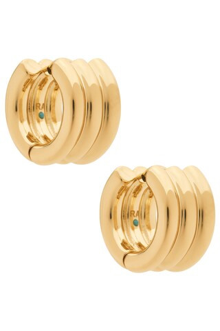 Roxanne Assoulin Triple Tube Huggie Earrings in Shiny Gold from Revolve.com | Revolve Clothing (Global)