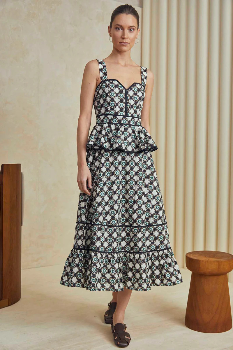 Lacey Dress | Peplum Midi Dress | Hunter Bell | Hunter Bell