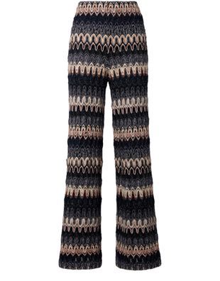 Trousers in lamé viscose blend with lace-effect waves | 24S US