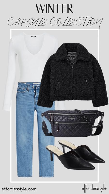 Sherpa Jacket + White Bodysuit + Dark Wash Jeans

And guys, these mules…. They are so beautiful and a great price!

#LTKshoecrush #LTKSeasonal #LTKstyletip