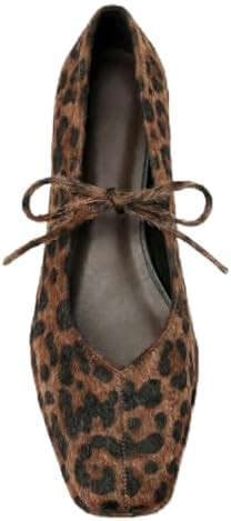 Lace Up Square Toe Ballet Flats for Women Cute Bow Slip On Mary Jane Flats Casual Ballerina Shoes | Amazon (US)