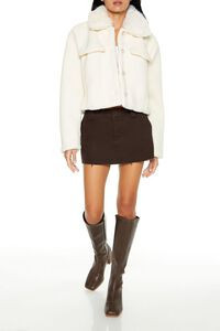 Plush Cropped Trucker Jacket | Forever 21